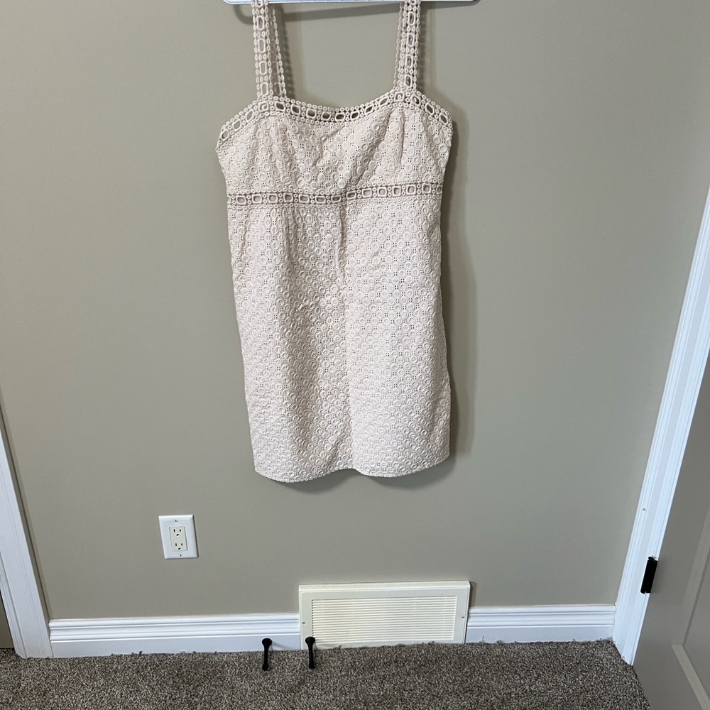 Ivory / Cream Embroidered Sleeveless Dress Knee Length Cocktail Wedding Size 12 - Picture 12 of 14